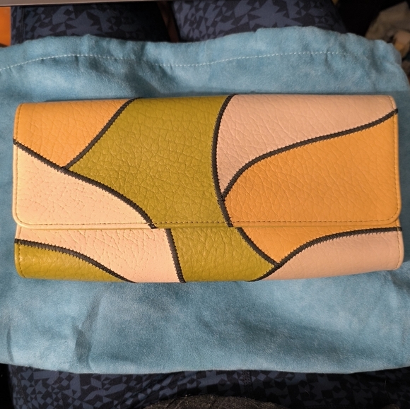 Carlos Falchi Fatto A Mano Multi Color Leather Patchwork Clutch - Picture 3 of 12